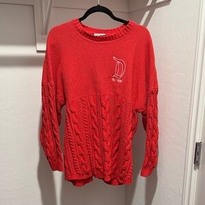 Disneyland resort red cable knit spirit jersey sweater